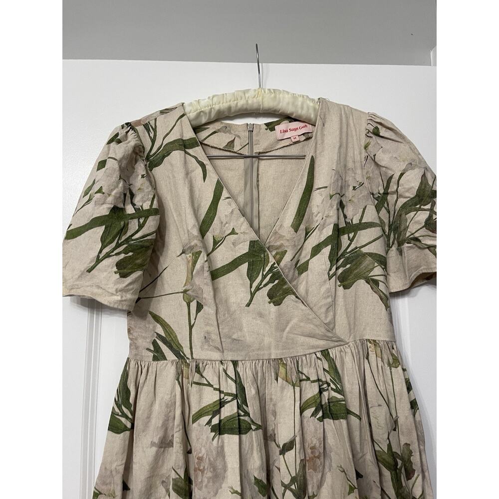 Lisa Says Gah Topanga Botanical Linen Midi Dress Size Medium Whimsigoth - Picture 2 of 15